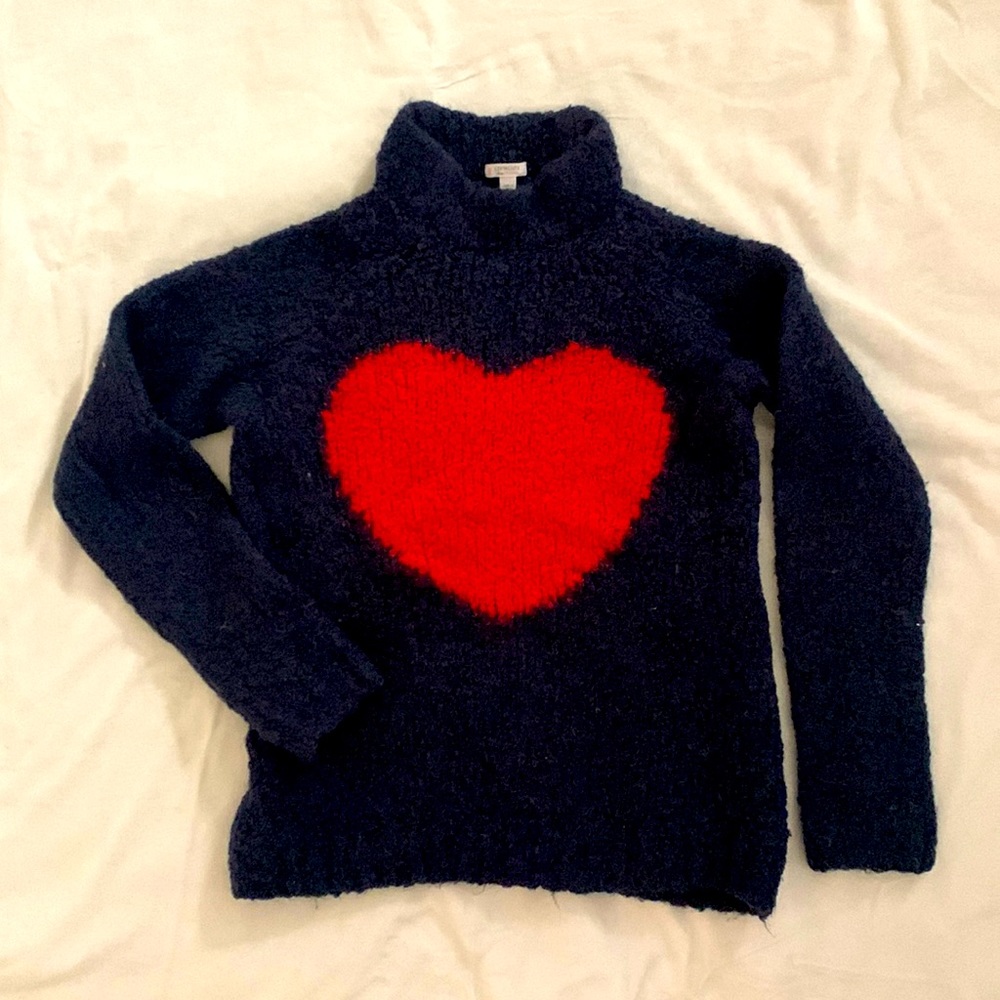Crewcuts adorable navy with red heart sweater (size 12-14)